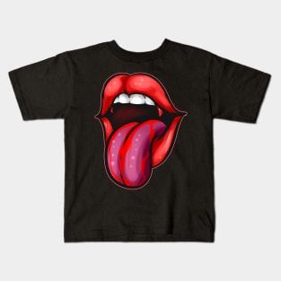 Mouth With Tounge Blood Fangs Vampire Halloween Kids T-Shirt